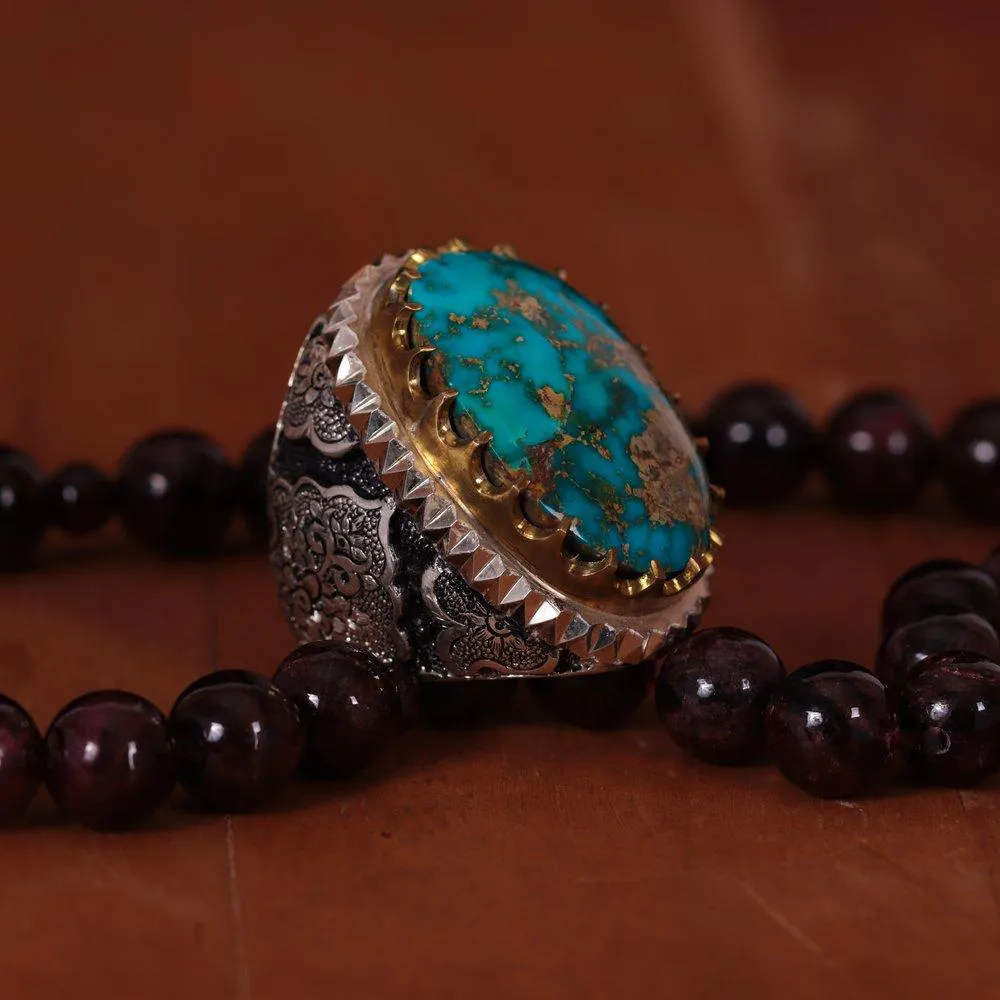 انگشتر فیروزه شجری مردانه کد 1813