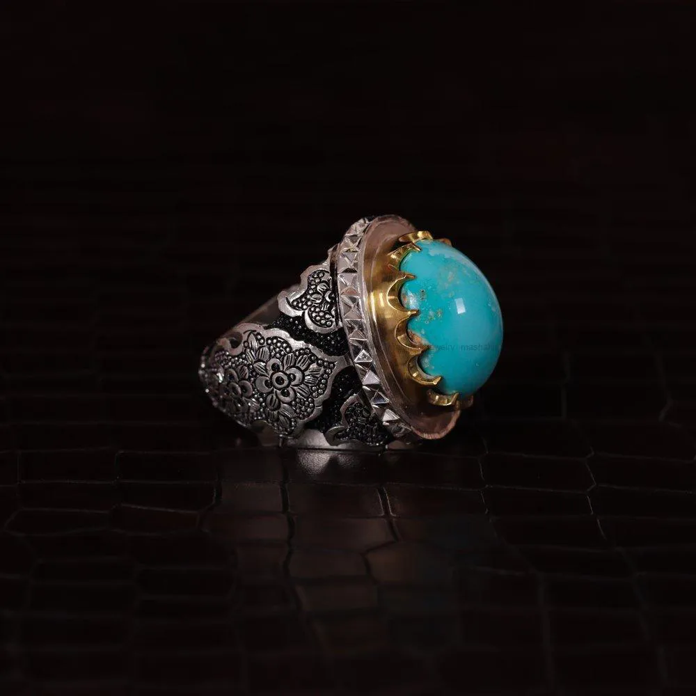 انگشتر فیروزه شجری مردانه کد 1818