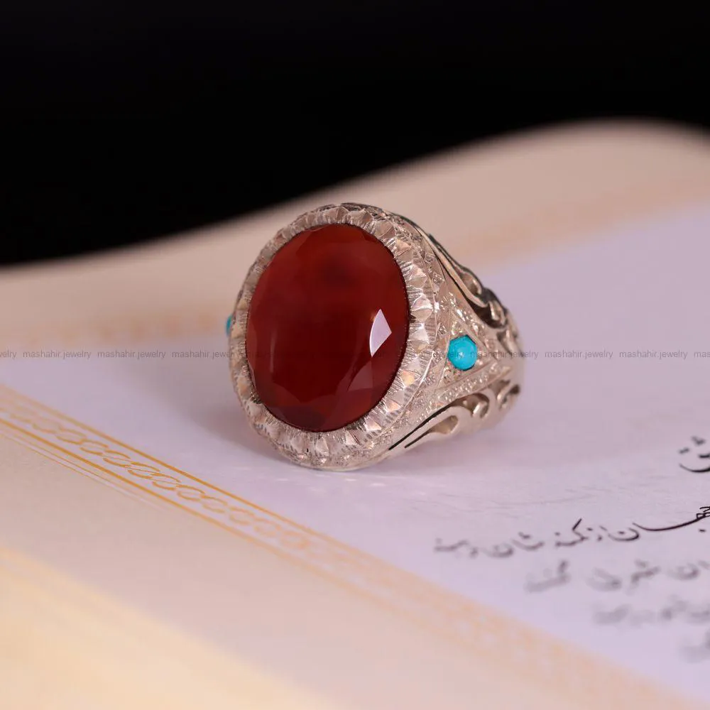 انگشتر فیروزه شجری مردانه کد 3825