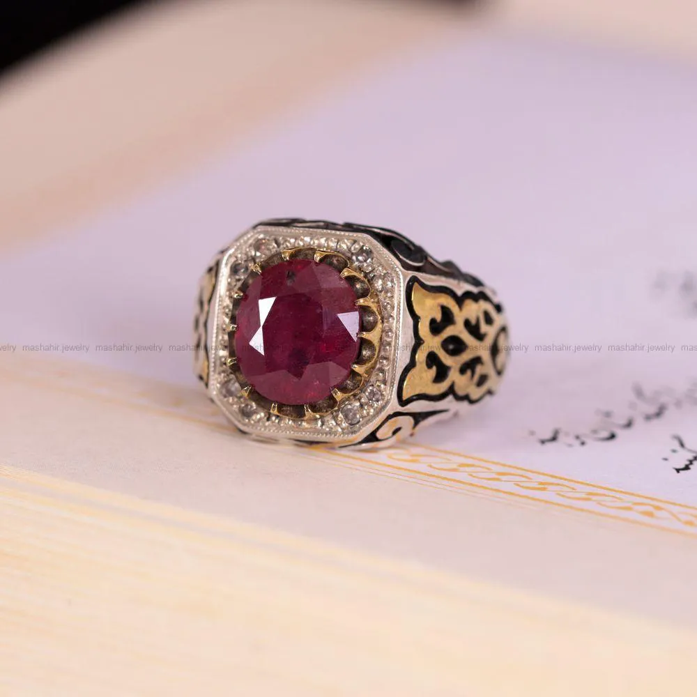 انگشتر یاقوت سرخ مردانه کد 837