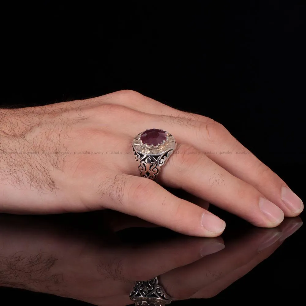 انگشتر یاقوت سرخ مردانه کد 821