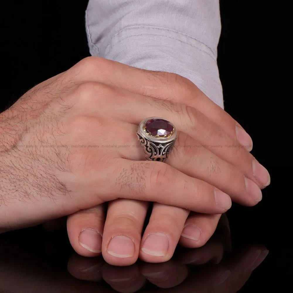 انگشتر یاقوت سرخ مردانه کد 832