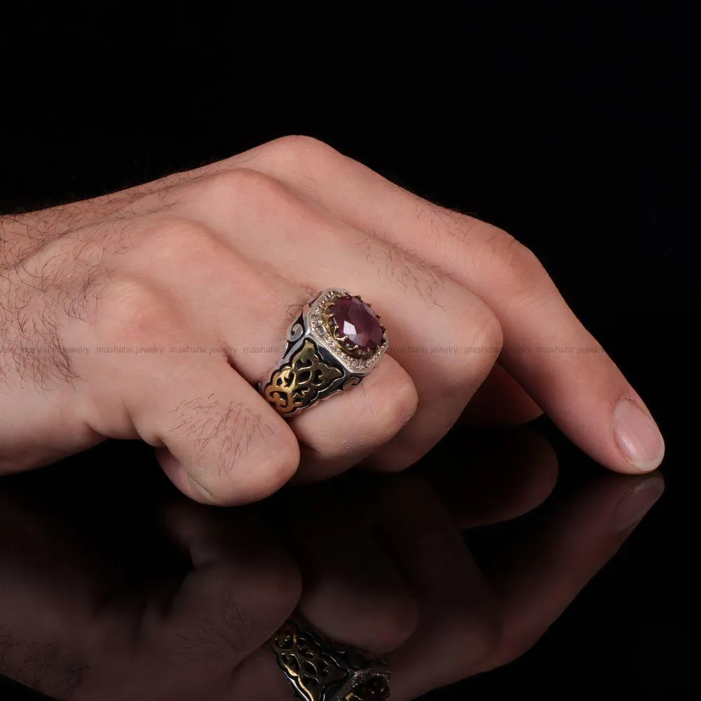 انگشتر یاقوت سرخ مردانه کد 837