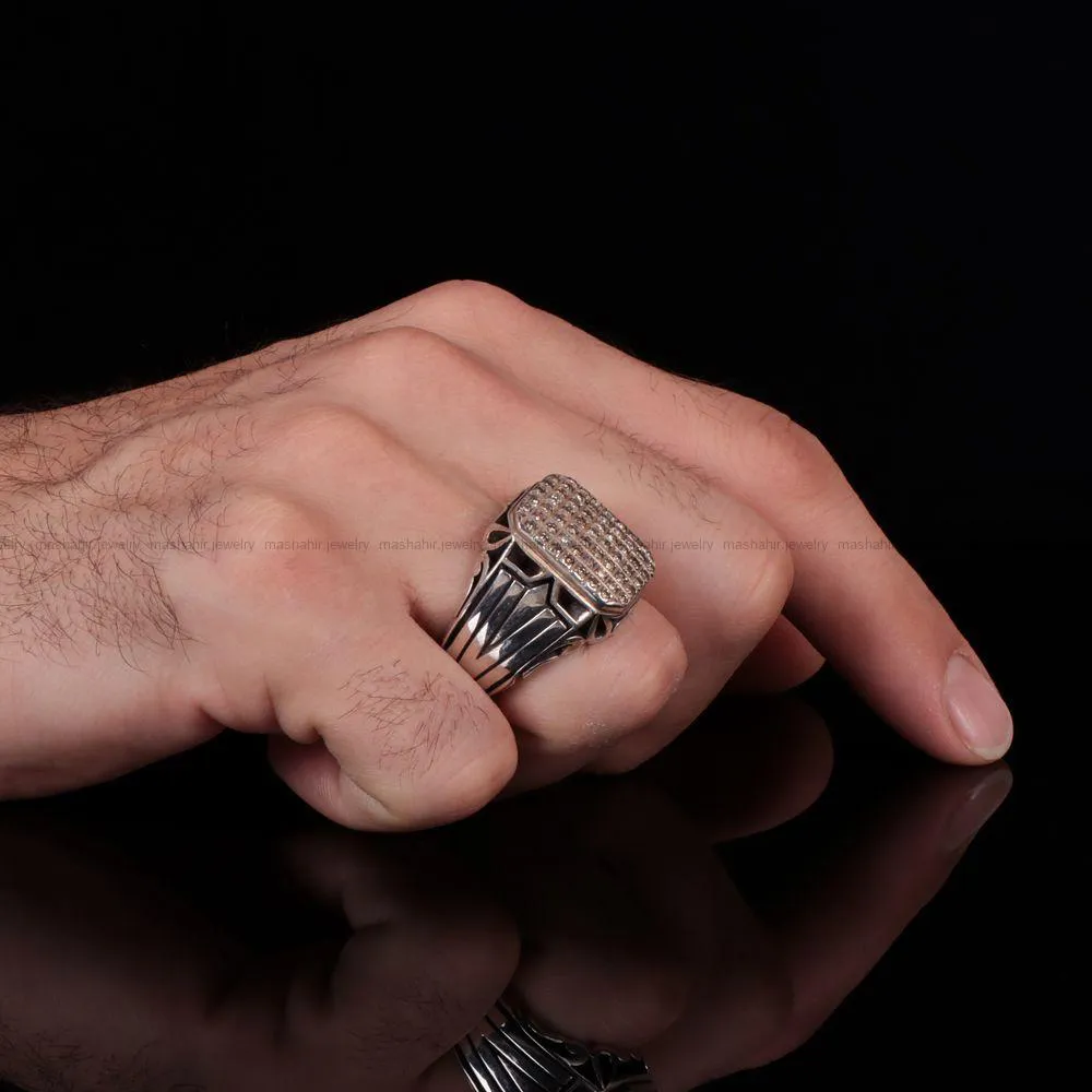 انگشتر صفحه برلیان مردانه کد 841