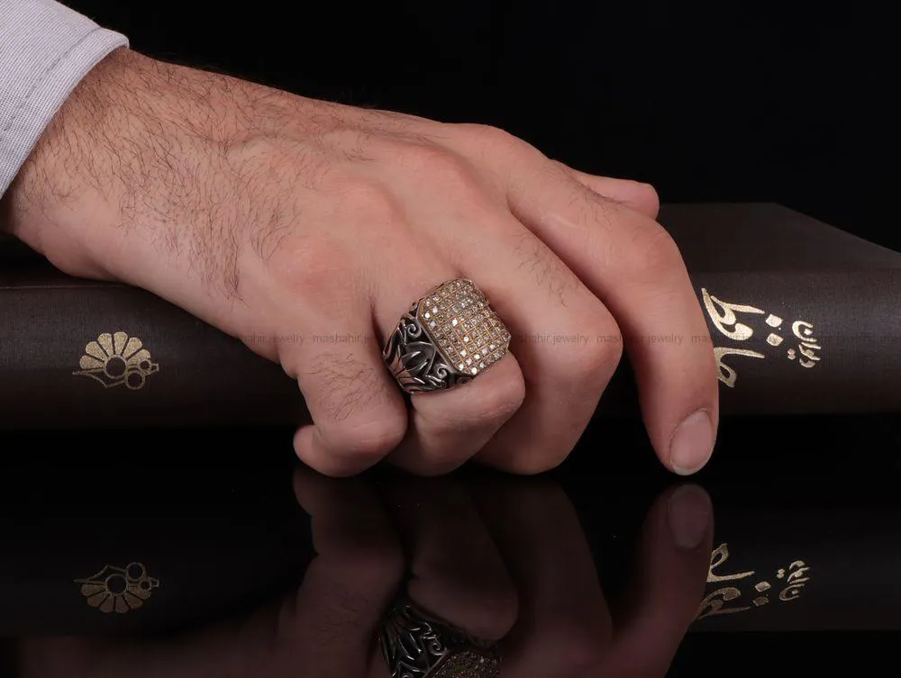 انگشتر صفحه برلیان مردانه کد 846