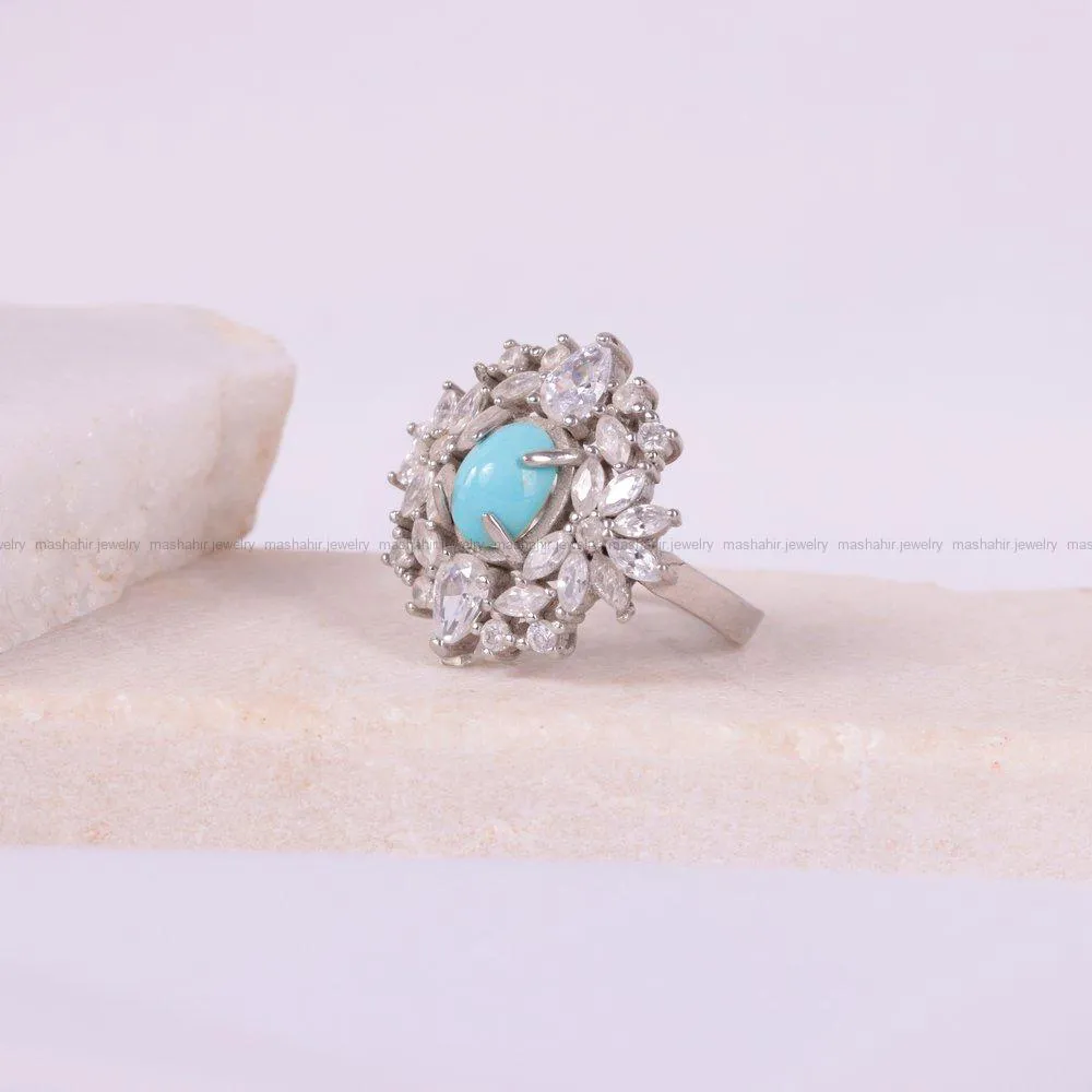انگشتر فیروزه عجمی زنانه کد 1969