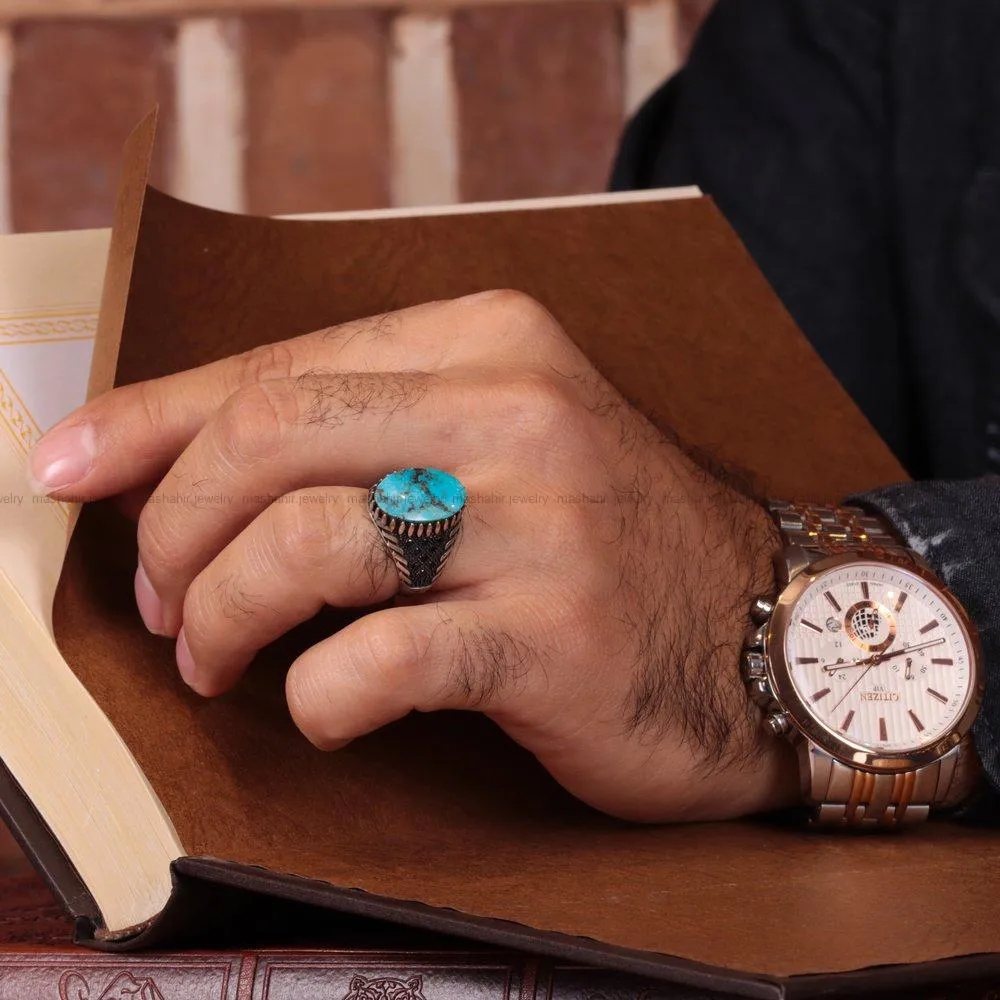 انگشتر فیروزه شجری مردانه کد 4089