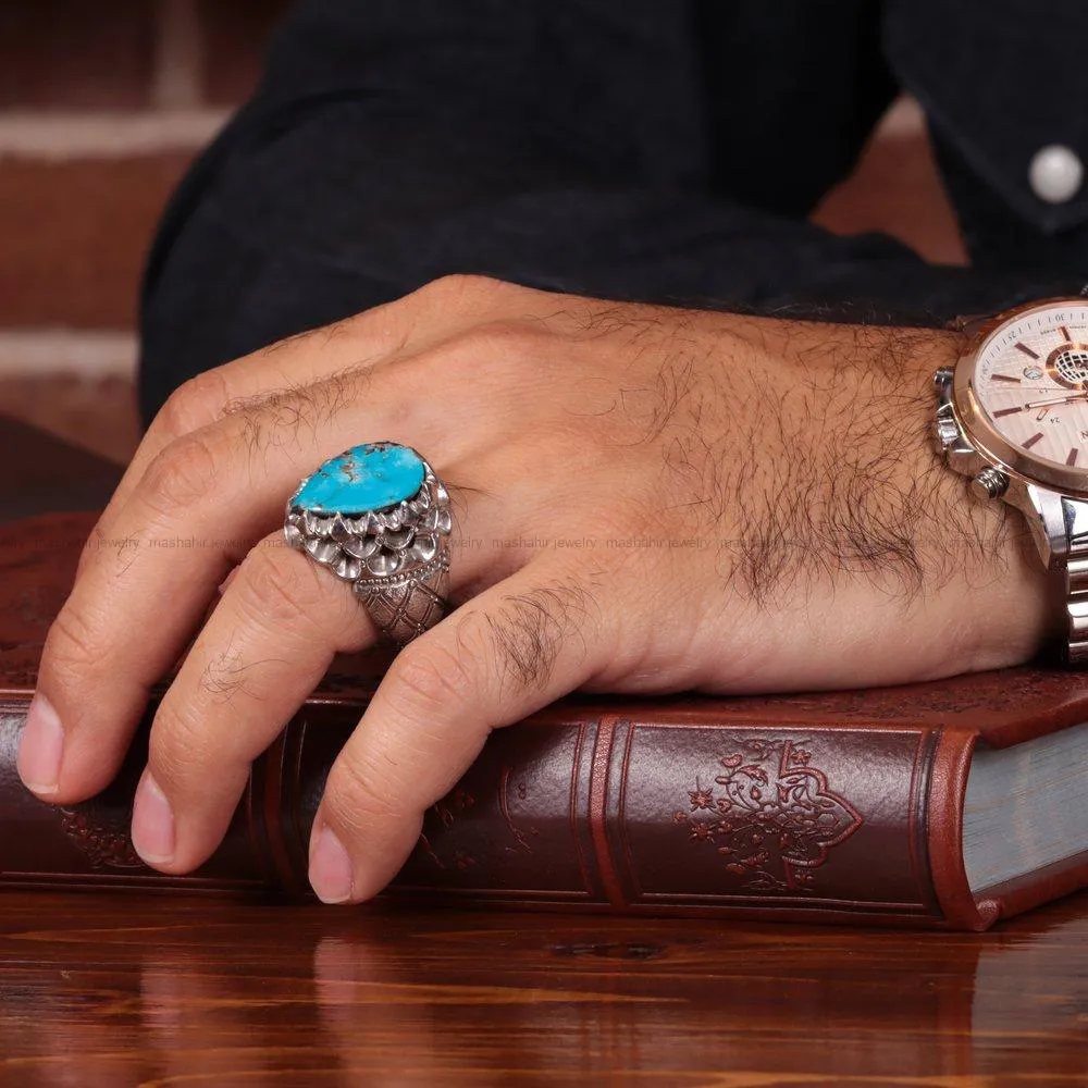 انگشتر فیروزه شجری مردانه کد 1904