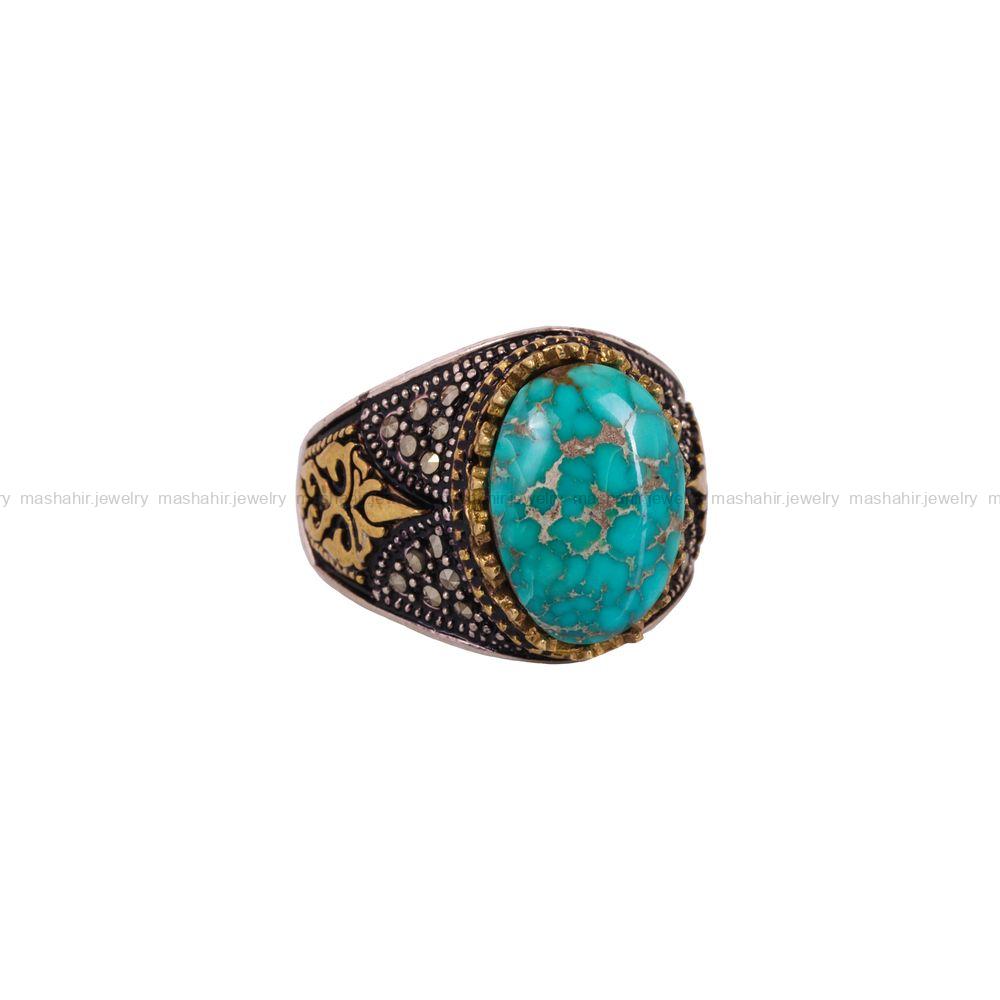 انگشتر فیروزه شجری مردانه کد 4092