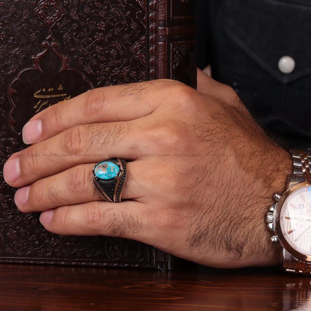 انگشتر فیروزه شجری مردانه کد 1915