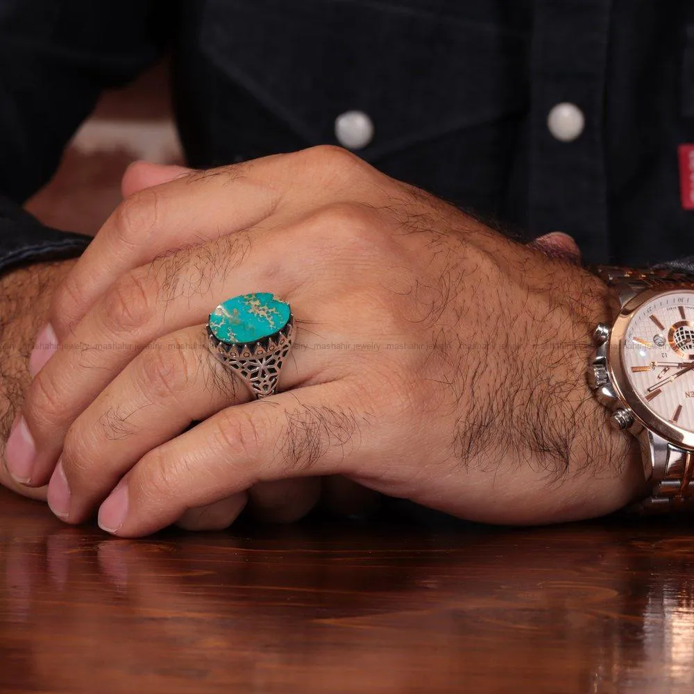 انگشتر فیروزه شجری مردانه کد 1921