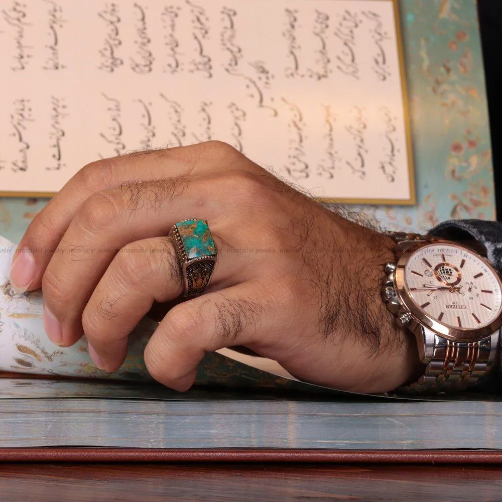 انگشتر فیروزه شجری مردانه کد 1931