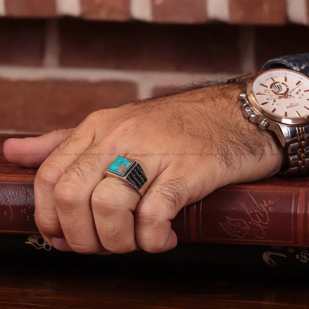 انگشتر فیروزه شجری مردانه کد 1944