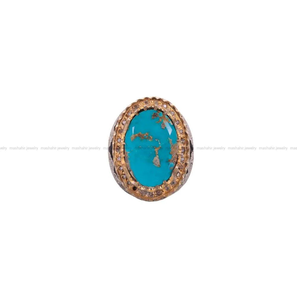 انگشتر فیروزه شجری مردانه کد 1885