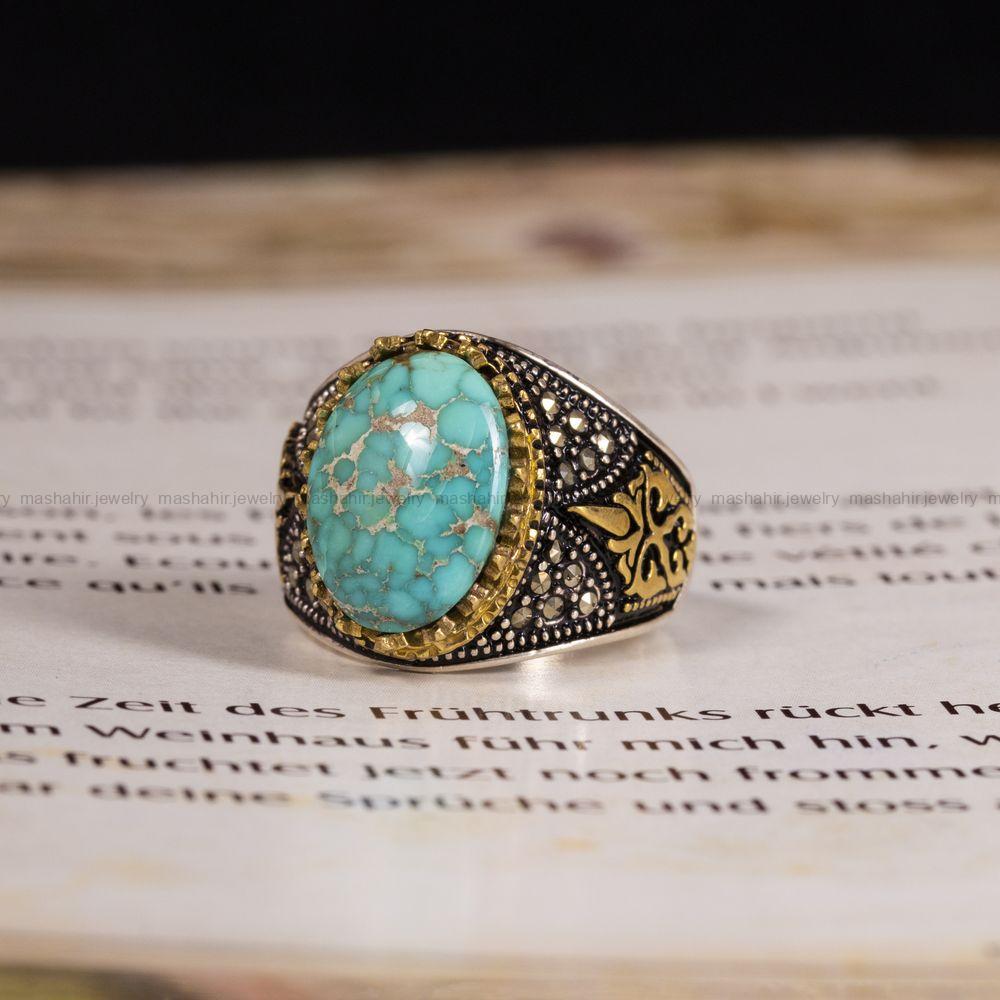 انگشتر فیروزه شجری مردانه کد 4092