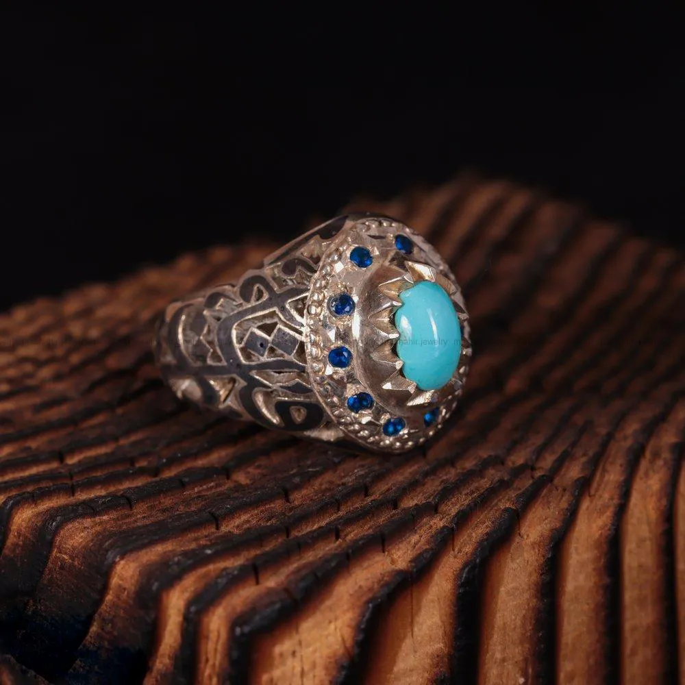 انگشتر فیروزه عجمی مردانه کد 2097