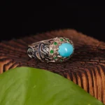 انگشتر فیروزه عجمی مردانه کد 2104