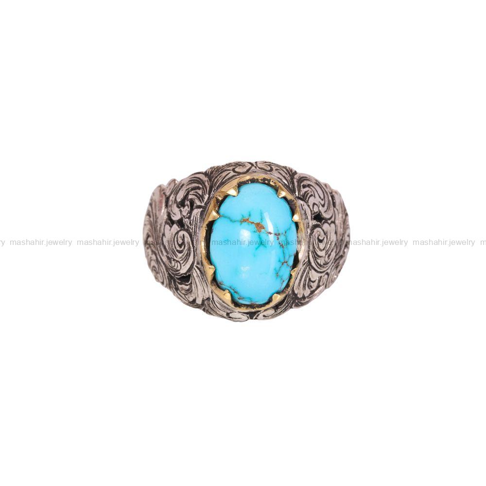 انگشتر فیروزه شجری مردانه کد 4035