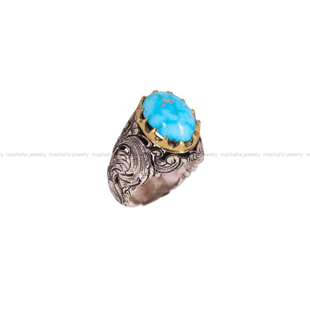 انگشتر فیروزه شجری مردانه کد 4036