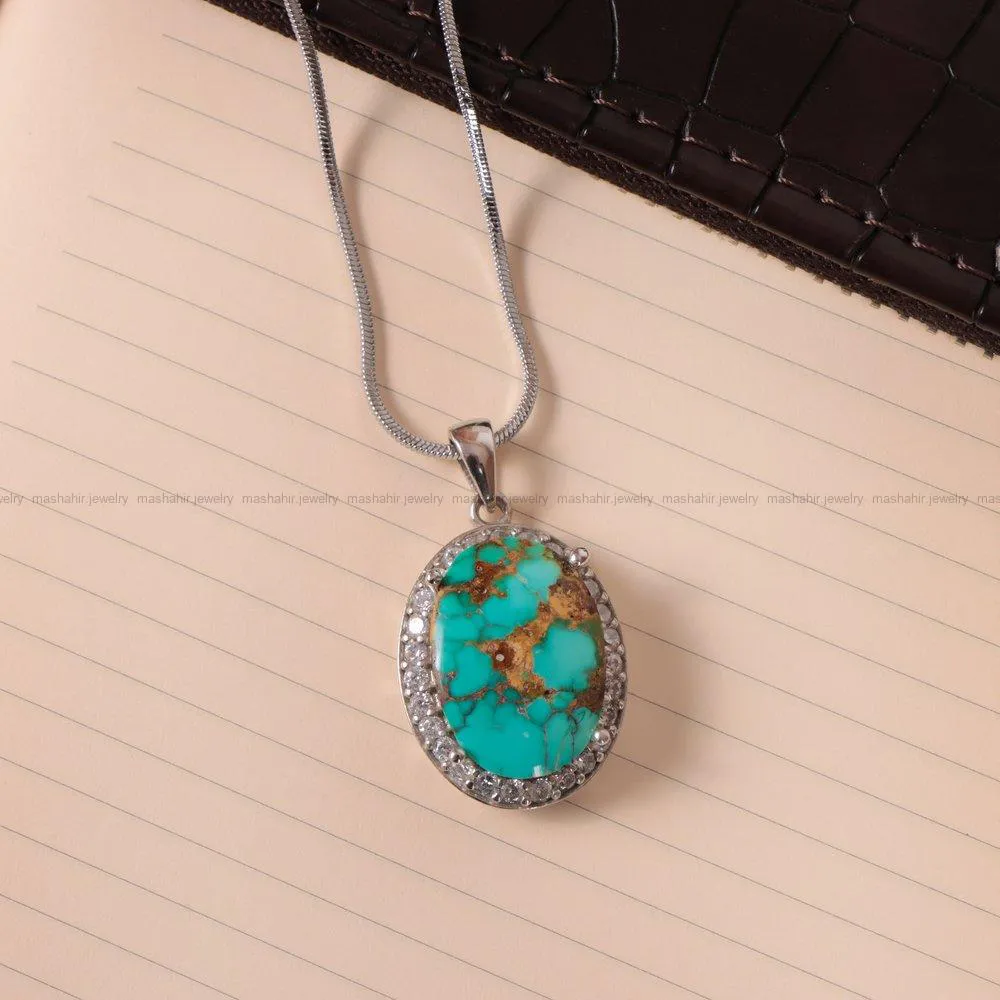 گردنبند فیروزه زنانه کد 2108