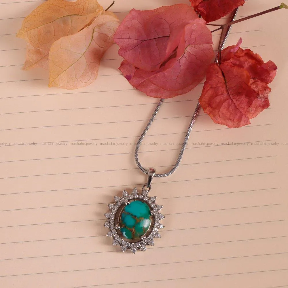 گردنبند فیروزه زنانه کد 2122