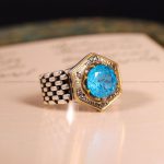 انگشتر توپاز آبی مردانه کد 4022