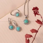 نیم ست فیروزه زنانه کد 2156