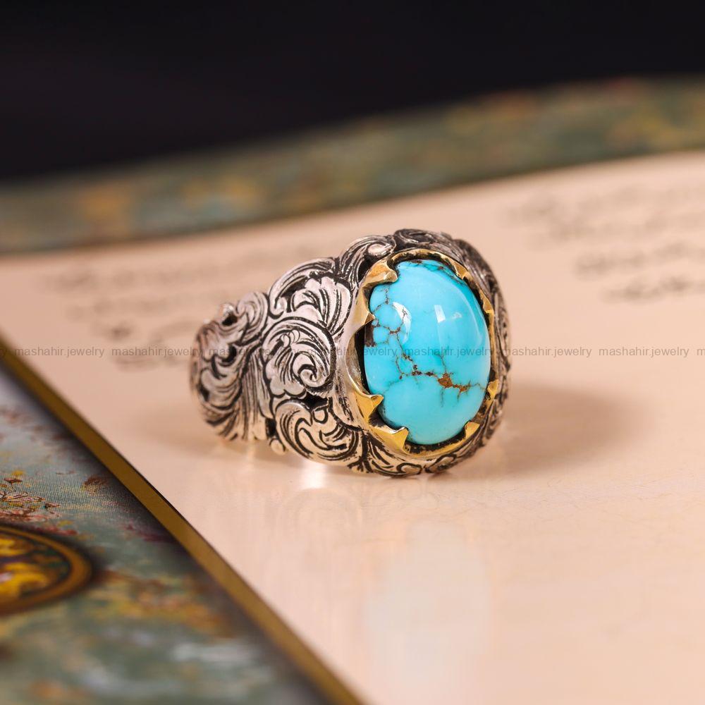 انگشتر فیروزه شجری مردانه کد 4035