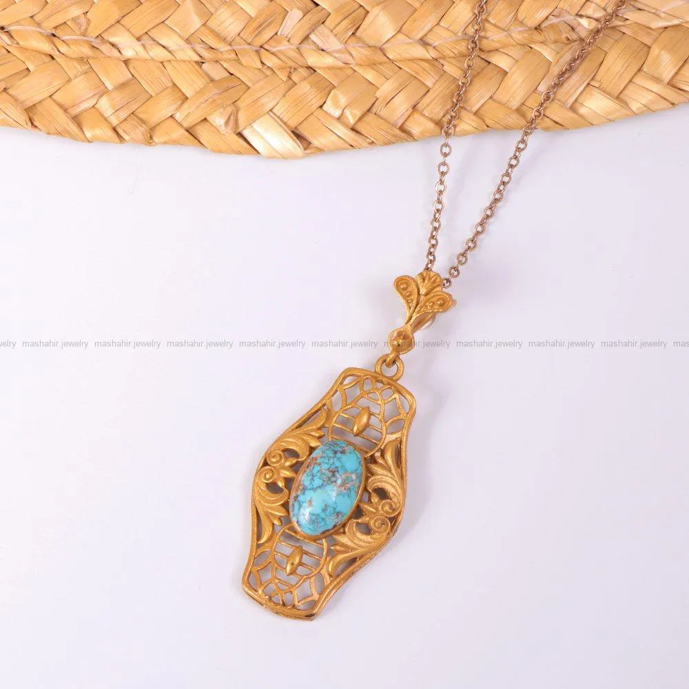 گردنبند فیروزه زنانه کد 2179