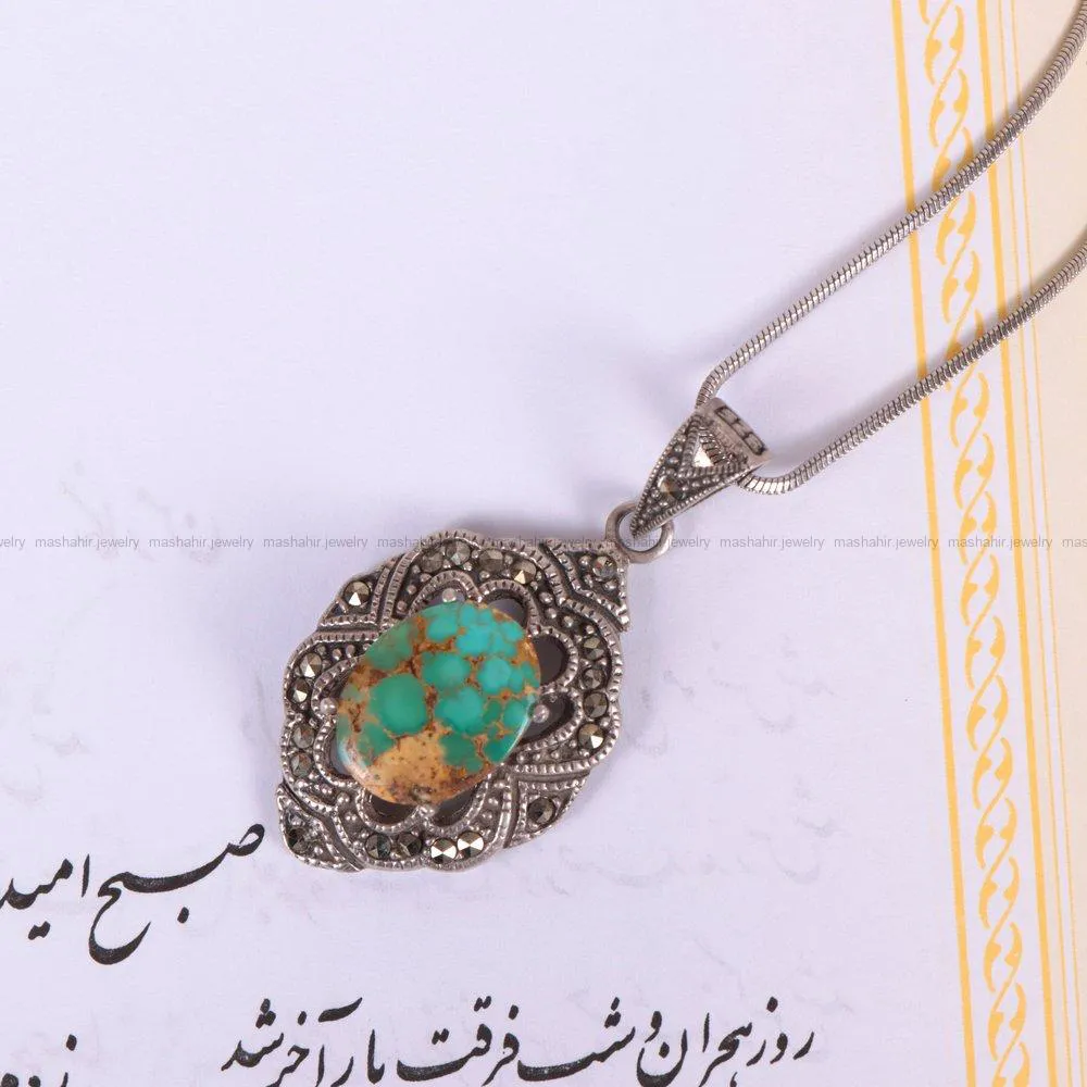 گردنبند فیروزه زنانه کد 2193