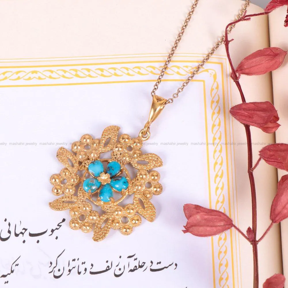 گردنبند فیروزه زنانه کد 2196