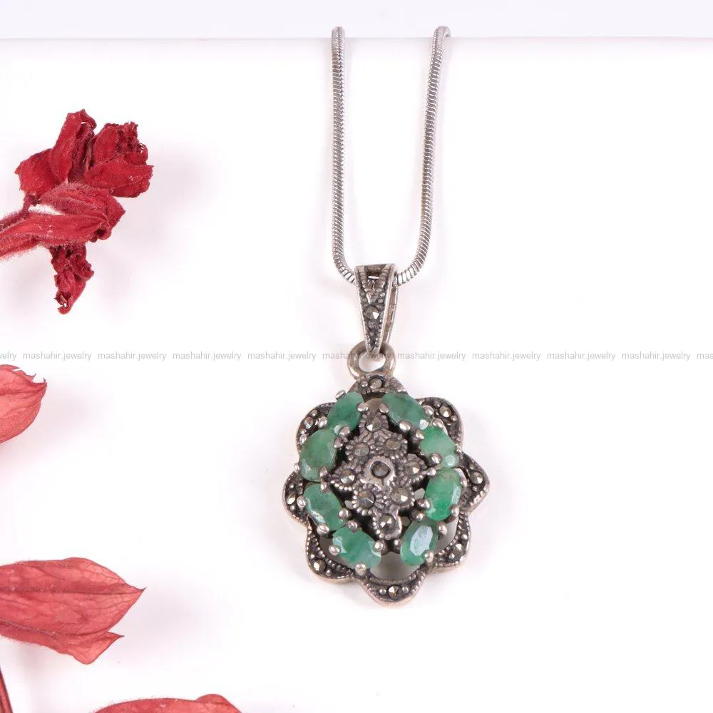 گردنبند زمرد زنانه کد 2217