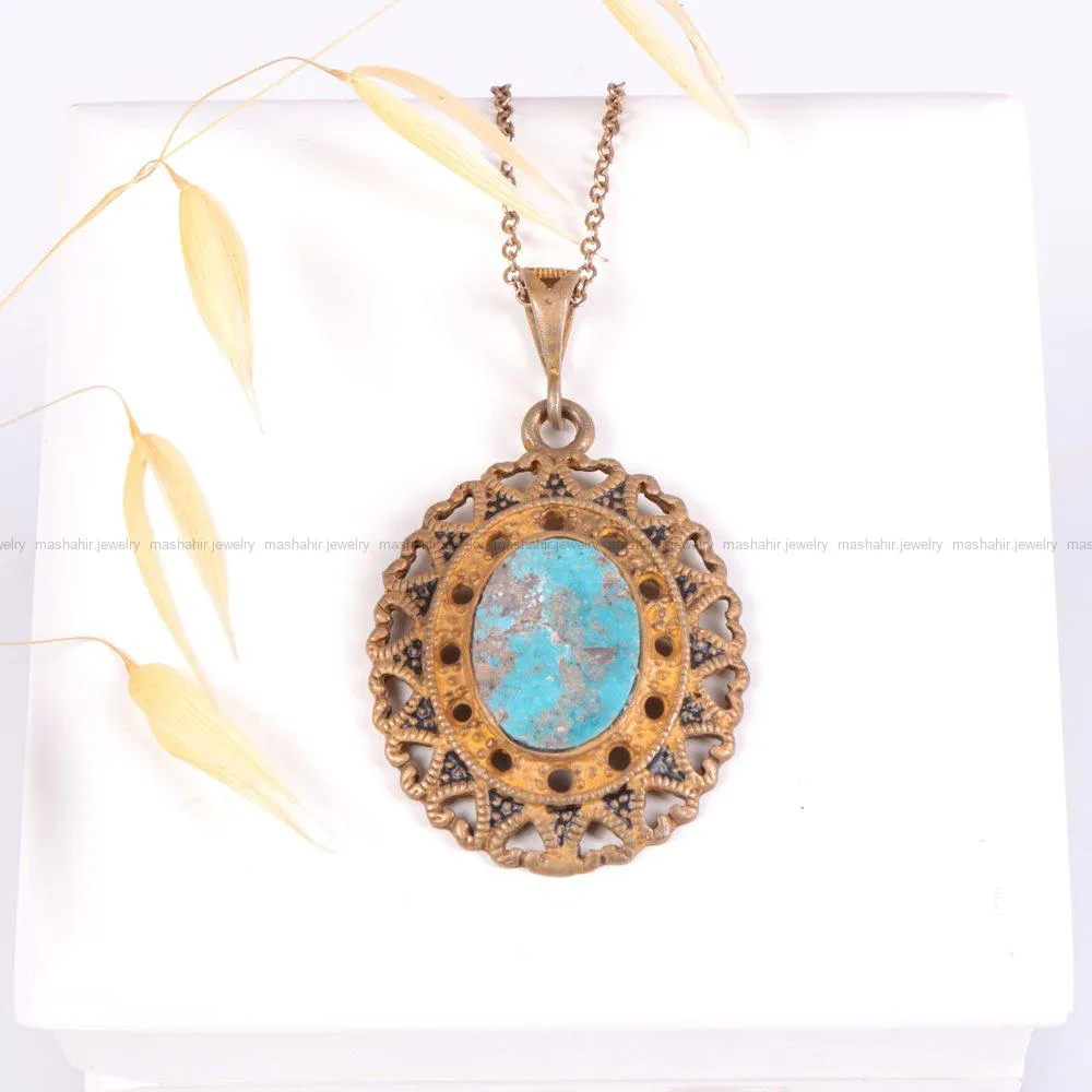 گردنبند فیروزه زنانه کد 2219