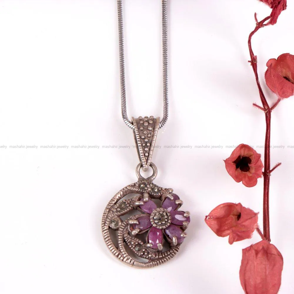 گردنبند یاقوت سرخ زنانه کد 2233