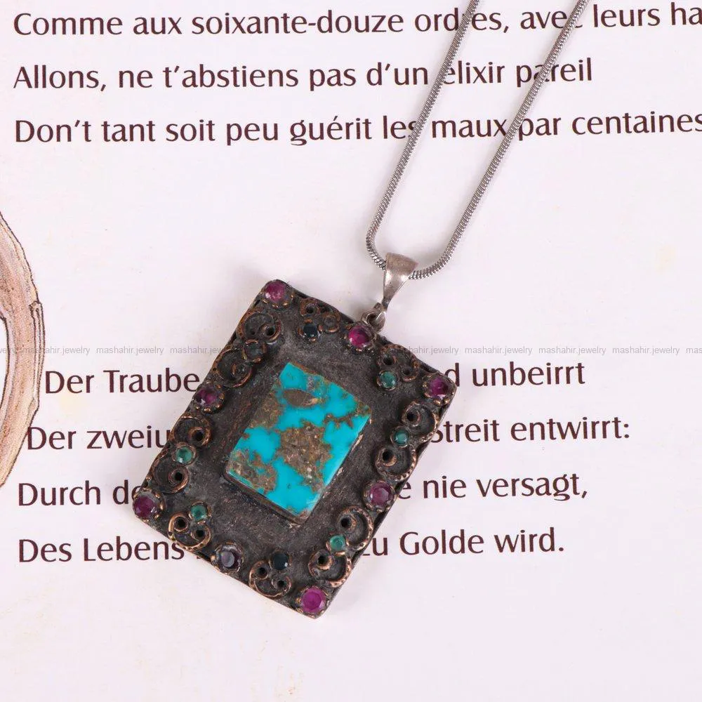 گردنبند فیروزه زنانه کد 2236