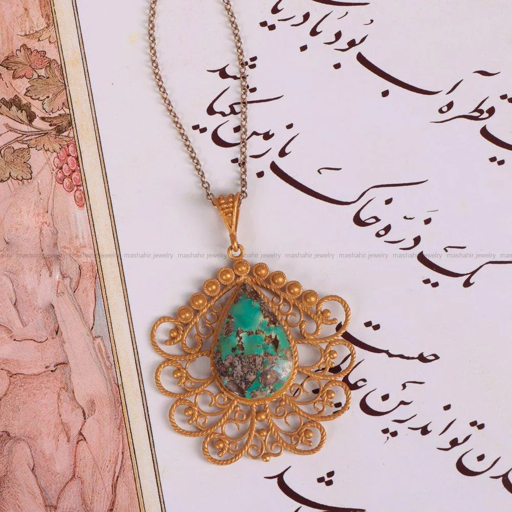 گردنبند فیروزه زنانه کد 2256