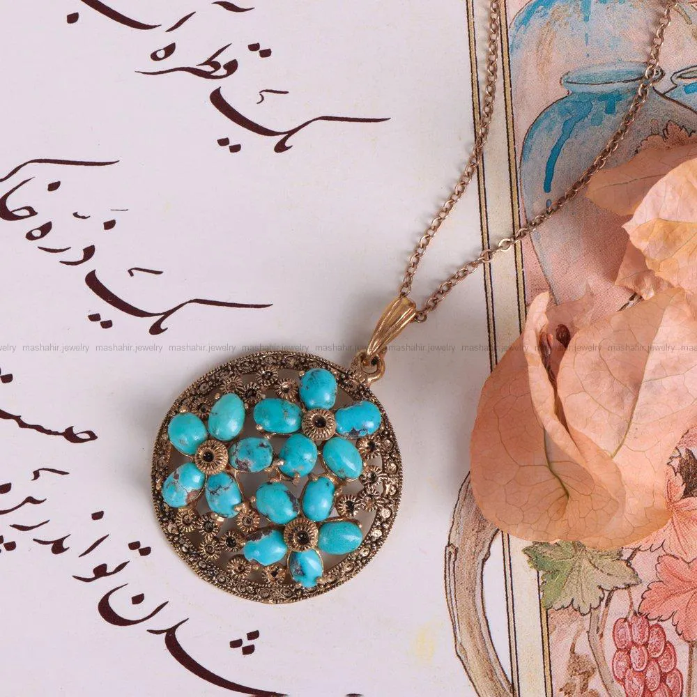 گردنبند فیروزه زنانه کد 2257