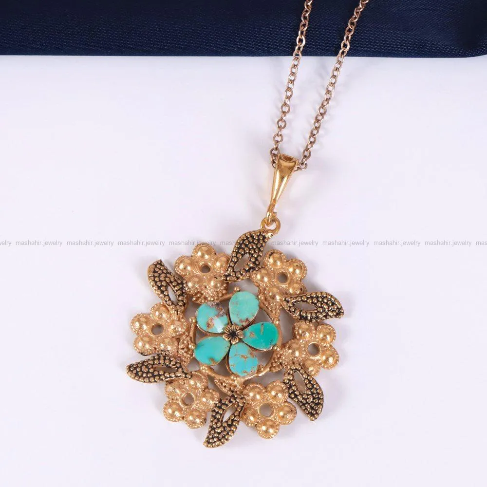 گردنبند فیروزه زنانه کد 2293