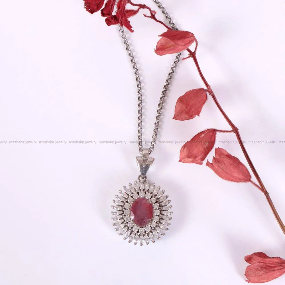 گردنبند یاقوت سرخ زنانه کد 2294