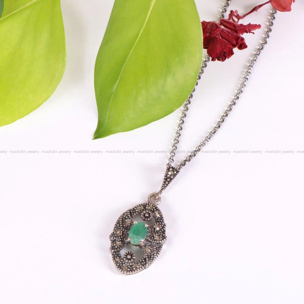 گردنبند زمرد زنانه کد 2306