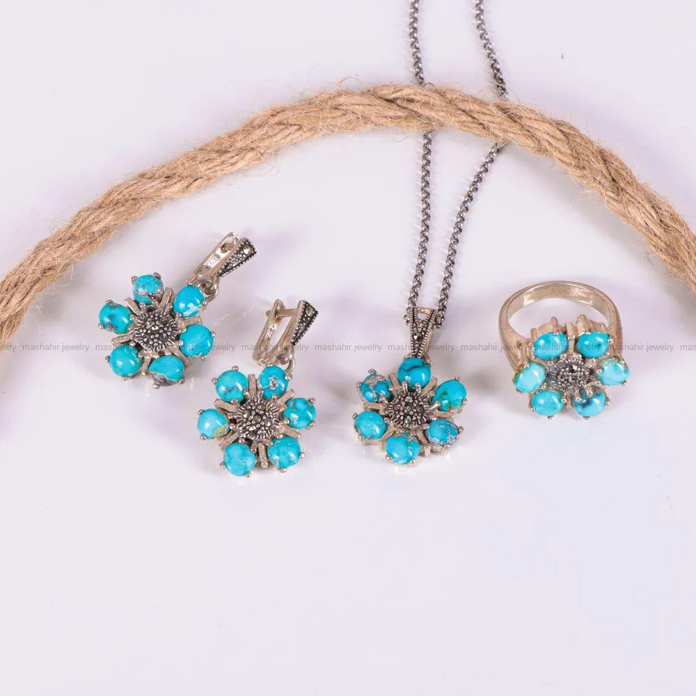 نیم ست فیروزه زنانه کد 2317