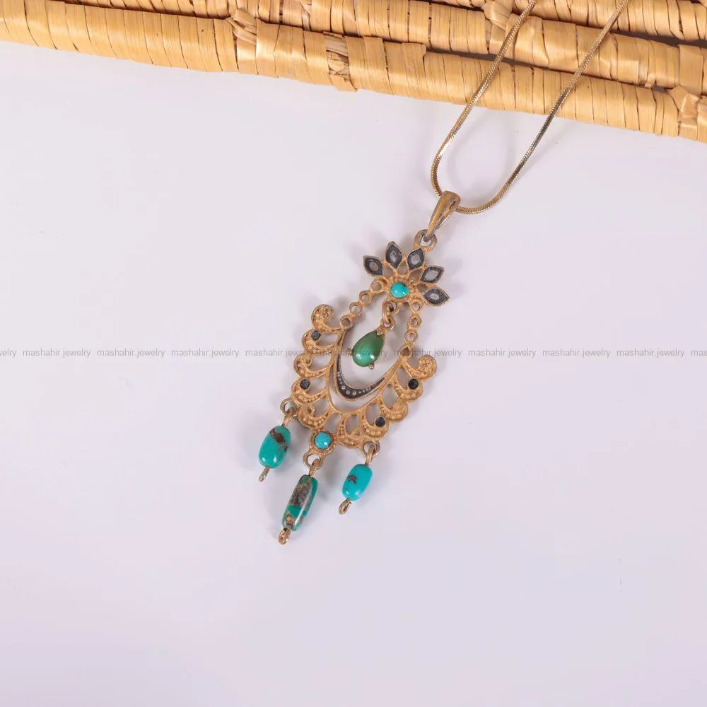 گردنبند فیروزه زنانه کد 2341