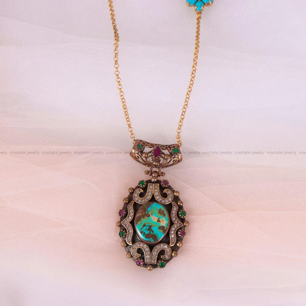 گردنبند فیروزه زنانه کد 2351