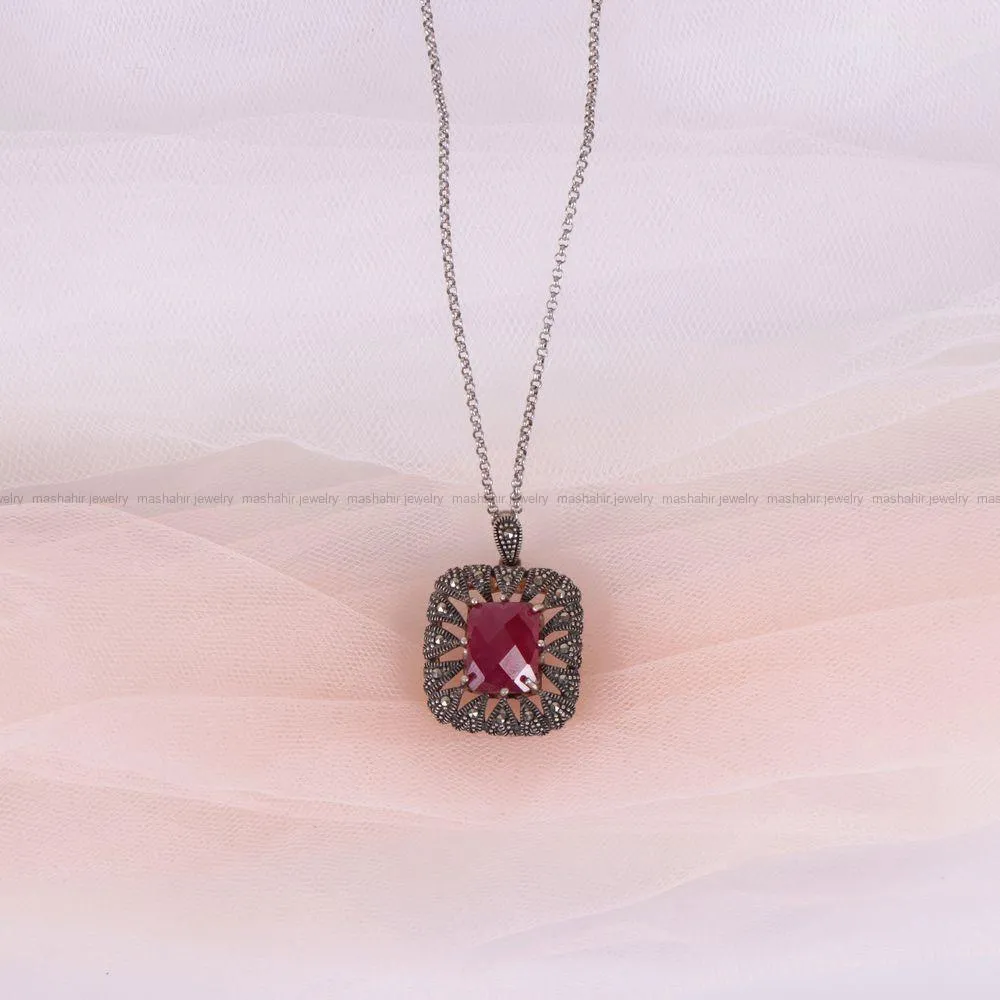 گردنبند طرح یاقوت زنانه کد 2352