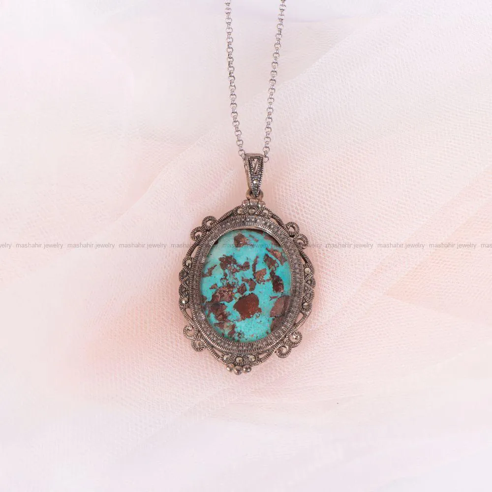 گردنبند فیروزه زنانه کد 2357