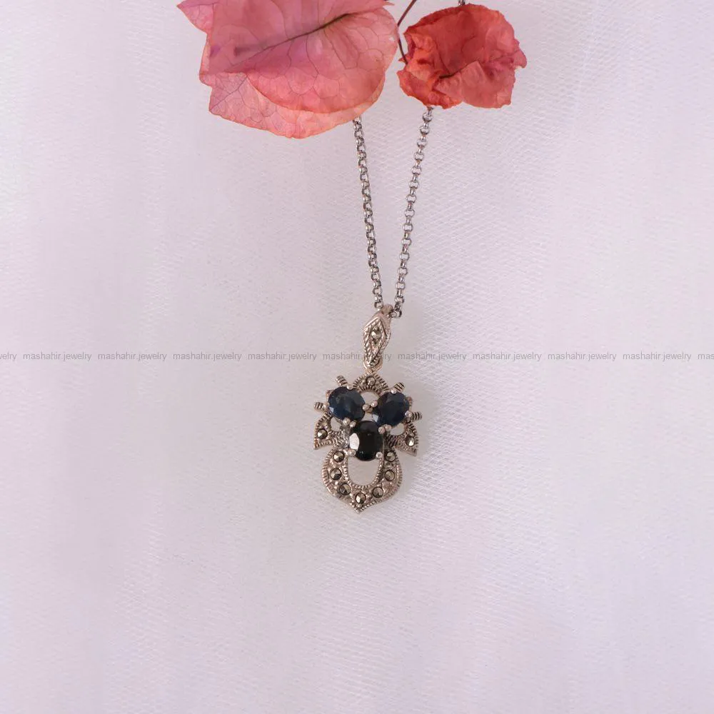 گردنبند یاقوت کبود زنانه کد 2371