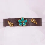 دستبند چرم فیروزه زنانه کد 2396