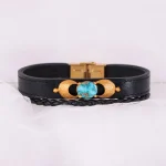 دستبند چرم فیروزه زنانه کد 2400
