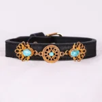 دستبند چرم فیروزه زنانه کد 2402