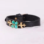 دستبند چرم فیروزه زنانه کد 2404
